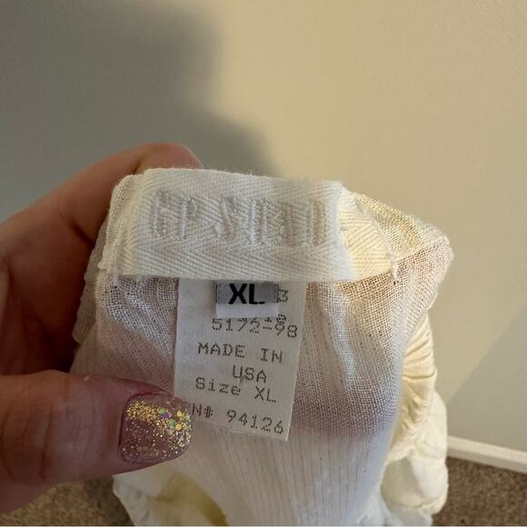 Vintage CP SHADES Cream White Metallic Linen Tiered Maxi Skirt XL - Picture 11 of 12